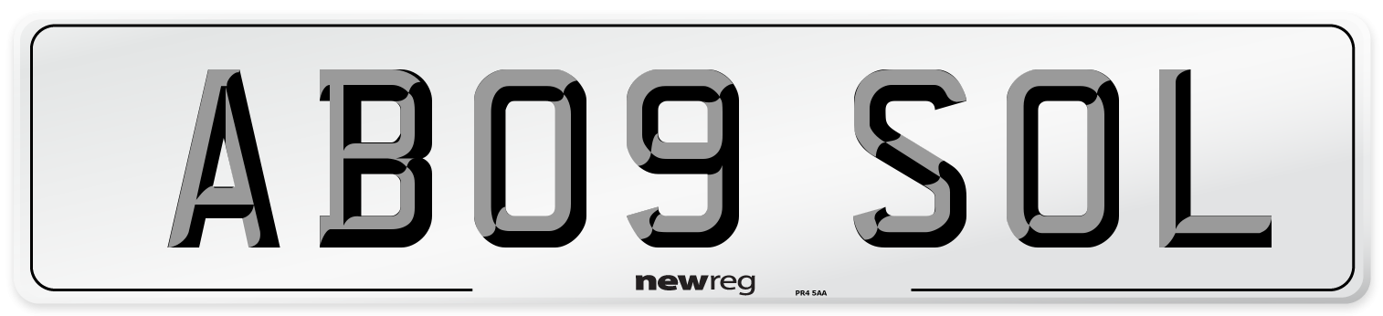 AB09 SOL Number Plate from New Reg